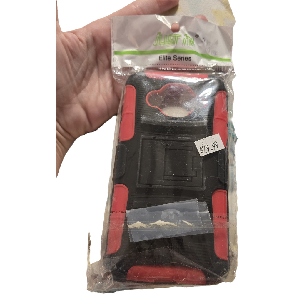 Rugged Hybrid Case for Alcatel Raven LTE / Go Flip (Red & Black)